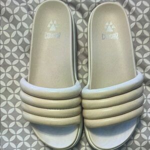 Beige Slide Sandals